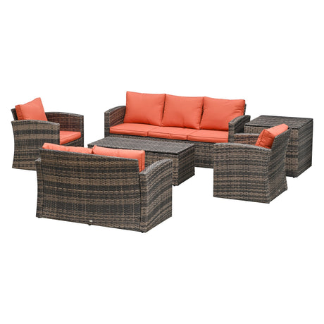easycomfort mobili da giardino 6 pezzi in rattan divani poltrone tavoli contenitore
