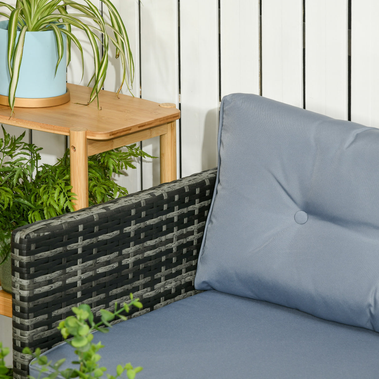 easycomfort easycomfort salotto da giardino con divanetto chaise longue e tavolino in rattan pe con cuscini grigio