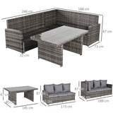 easycomfort easycomfort salotto da giardino set 3 pz con 2 divani da esterno e 1 tavolo da giardino in rattan sintetico grigio