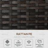 easycomfort divano da giardino 2 posti in rattan pe divano da esterno con cuscini imbottiti e piedini regolabili 132x70x74cm marrone
