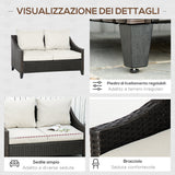 easycomfort divano da giardino 2 posti in rattan pe divano da esterno con cuscini imbottiti e piedini regolabili 132x70x74cm marrone