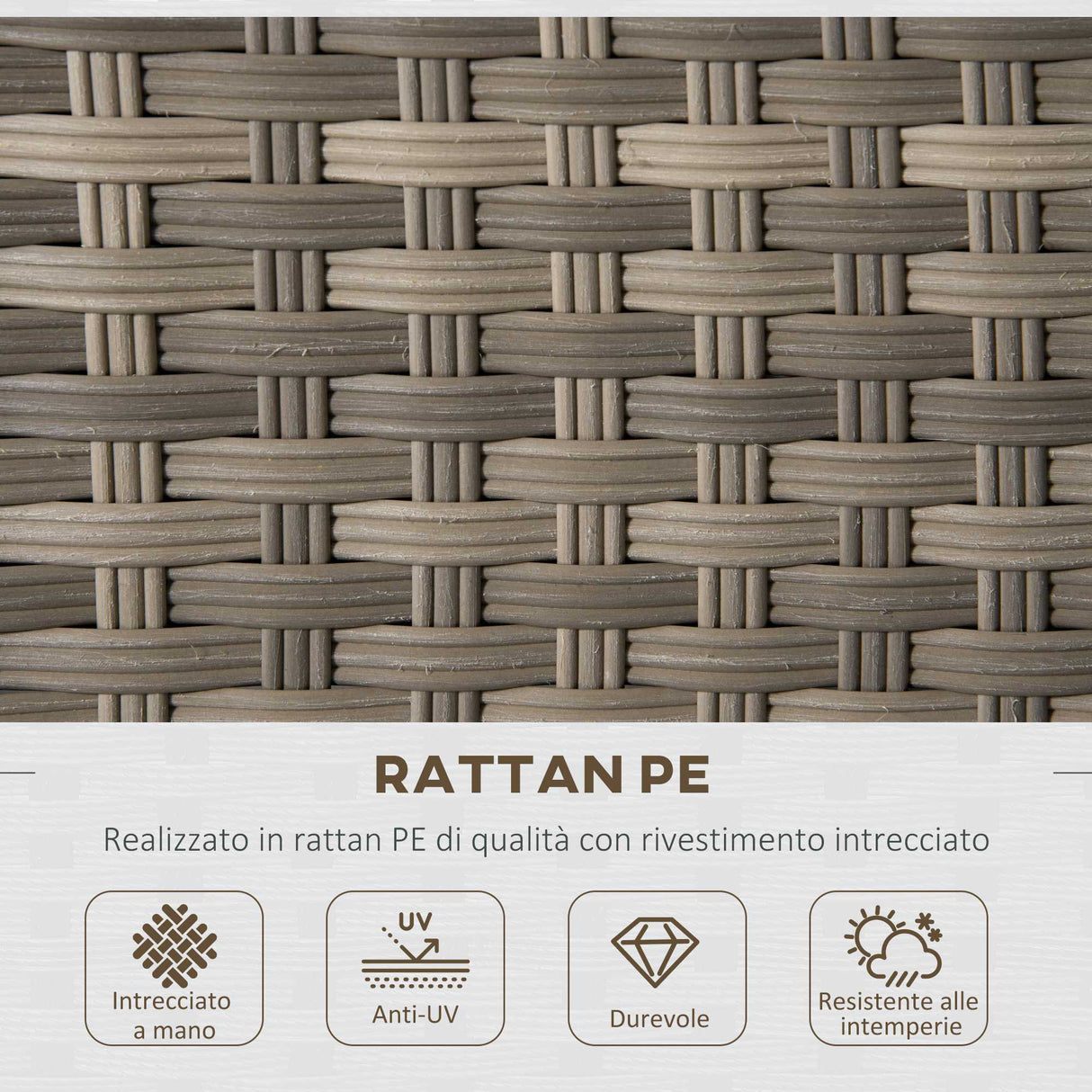 easycomfort set salotto da giardino in rattan pe con divano 3 posti 2 poltrone 2 sgabelli e tavolo grigio