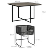 easycomfort easycomfort set da giardino 5 pezzi in rattan pe e acciaio 4 sedie da esterno con cuscini e tavolo rettangolare