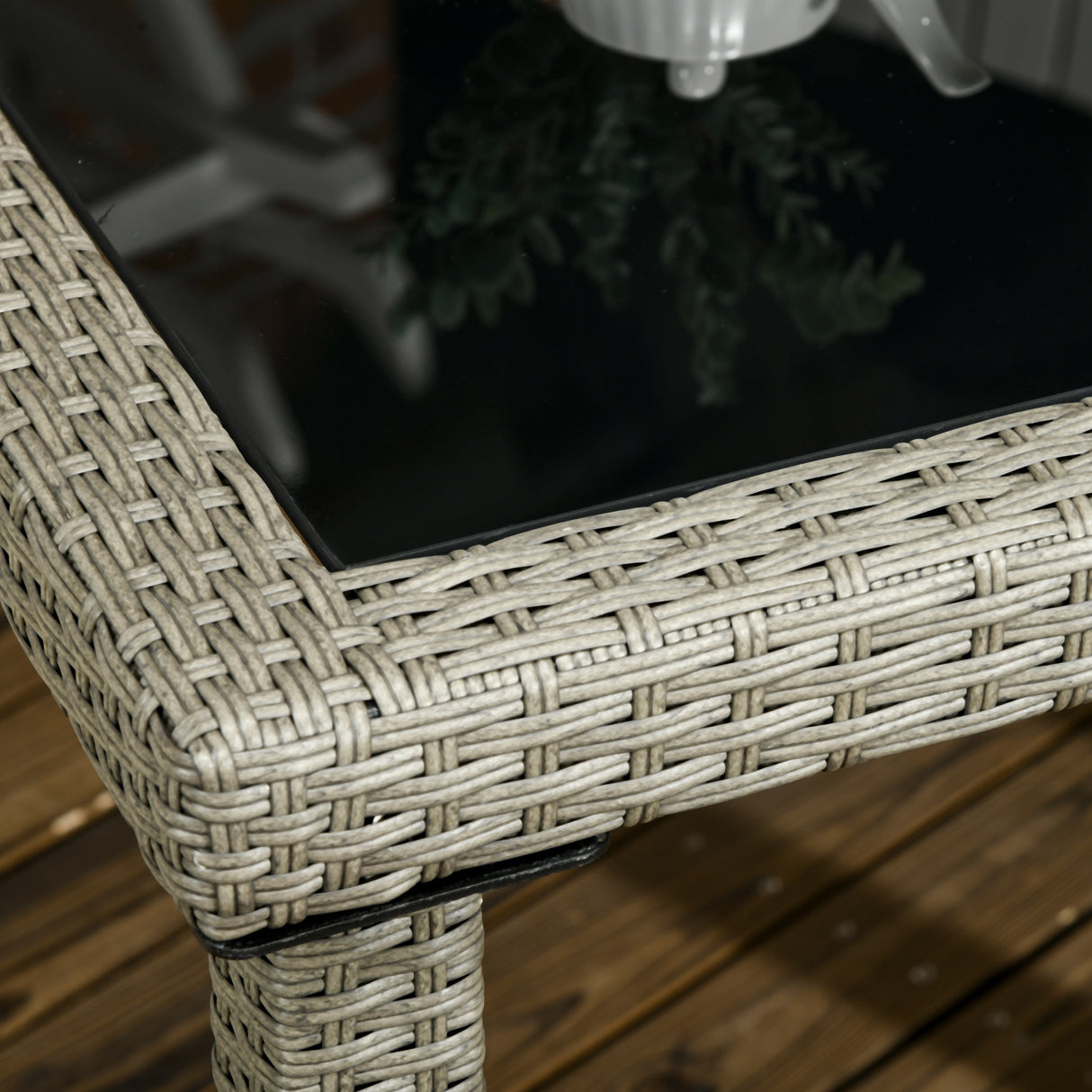 easycomfort set da esterni in rattan pe con tavolo e 4 sedie con cuscini grigio