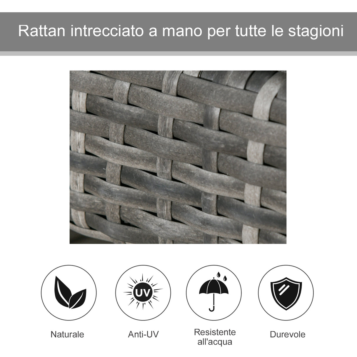 easycomfort easycomfort set 2 sdraio da giardino in pe rattan con cuscino imbottito grigio