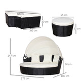 easycomfort easycomfort set 4 pzi divano circolare da giardino mobili componibili rattan nero tettuccio e cuscini beige 180x175x147cm