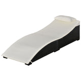easycomfort easycomfort lettino sdraio prendisole pieghevole in pe rattan nero con materassino bianco crema