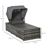 easycomfort easycomfort lettino prendisole in rattan pe schienale reclinabile a 4 livelli tettuccio e materassino