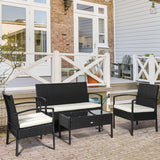 easycomfort easycomfort salotti da giardino in pe rattan con tavolino 2 poltrone e divano con cuscini nero