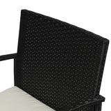 easycomfort easycomfort salotti da giardino in pe rattan con tavolino 2 poltrone e divano con cuscini nero