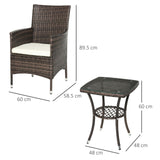 easycomfort easycomfort set poltroncine da giardino in rattan con tavolino marrone