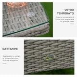 easycomfort easycomfort set tavolino e sedie da esterno in rattan pe grigio