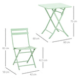 easycomfort easycomfort set tavolo e sedie da giardino ed esterno in metallo verde set da 3 pezzi pieghevole e salvaspazio