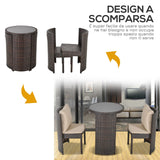 easycomfort easycomfort set tavolino e 2 sedie da esterno in pe rattan marrone e beige