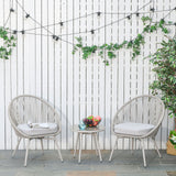 easycomfort easycomfort set poltroncine da giardino intrecciate in pe rattan con tavolino bianco crema