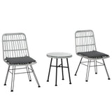 easycomfort set mobili da giardino 3 pezzi con tavolino e sedie in rattan pe poilestere e acciaio per esterni grigio