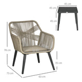 easycomfort set tavolino e sedie da giardino 3 pezzi in rattan pe e acciaio con 2 sedie moderne e 1 tavolino da caffe