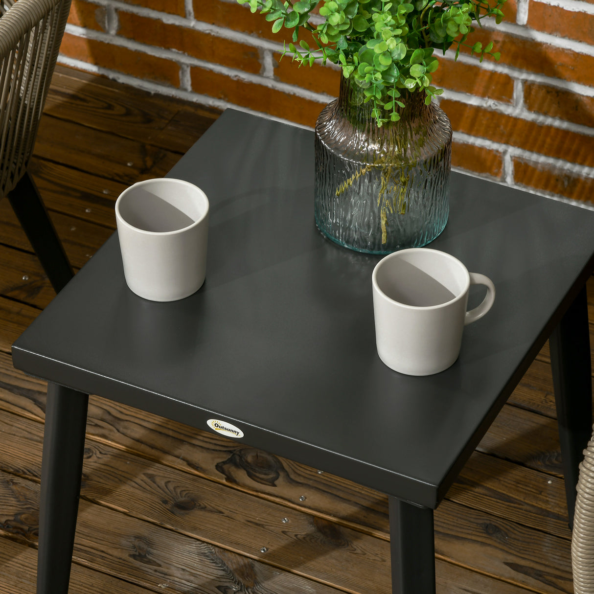 easycomfort set tavolino e sedie da giardino 3 pezzi in rattan pe e acciaio con 2 sedie moderne e 1 tavolino da caffe