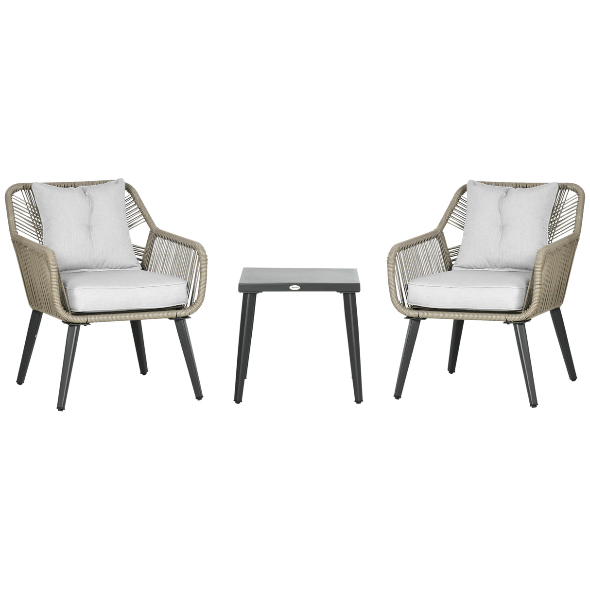easycomfort set tavolino e sedie da giardino 3 pezzi in rattan pe e acciaio con 2 sedie moderne e 1 tavolino da caffe
