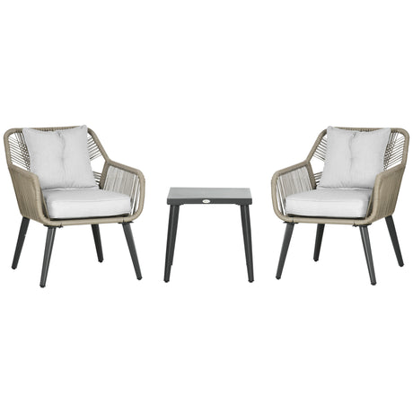 easycomfort set tavolino e sedie da giardino 3 pezzi in rattan pe e acciaio con 2 sedie moderne e 1 tavolino da caffe