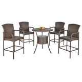 easycomfort easycomfort set 5 pezzi tavolino e 4 sedie alte in rattan sintetico e acciaio