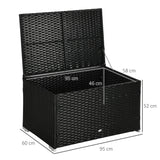 easycomfort baule da giardino in rattan e acciaio con coperchio 95x60x53cm nero
