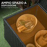 easycomfort baule da giardino in rattan e acciaio con coperchio 95x60x53cm nero