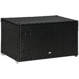easycomfort baule da giardino in rattan e acciaio con coperchio 95x60x53cm nero