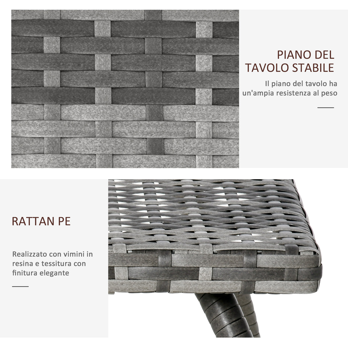 easycomfort easycomfort tavolino in rattan sintetico da esterno giardino terrazzo impermeabile grigio 45x45x44cm
