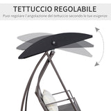 easycomfort dondolo da giardino 3 posti in rattan pe e metallo con tettuccio e cuscini sfoderabili 198x124x179cm marrone 33105