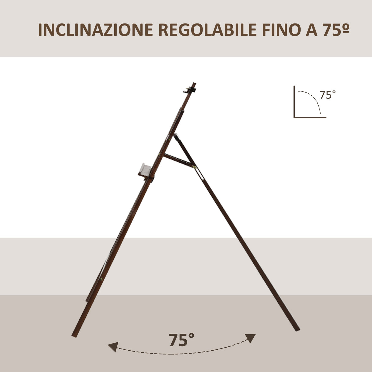easycomfort cavalletto pittura studio professionale altezza e inclinazione regolabili in legno marrone