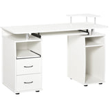 easycomfort easycomfort scrivania per pc con ripiano per tastiera e per monitor e 2 cassetti 120x55x85 cm bianca