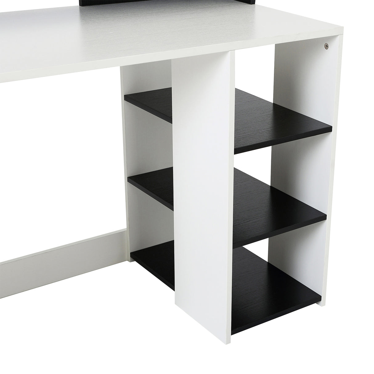 easycomfort easycomfort scrivania per ufficio con ripiano stampante 2 cassetti e 3 mensole in mdf bianco e nero 137 x 55 x 92cm ean 8054111847940