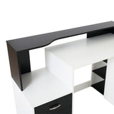 easycomfort easycomfort scrivania per ufficio con ripiano stampante 2 cassetti e 3 mensole in mdf bianco e nero 137 x 55 x 92cm ean 8054111847940