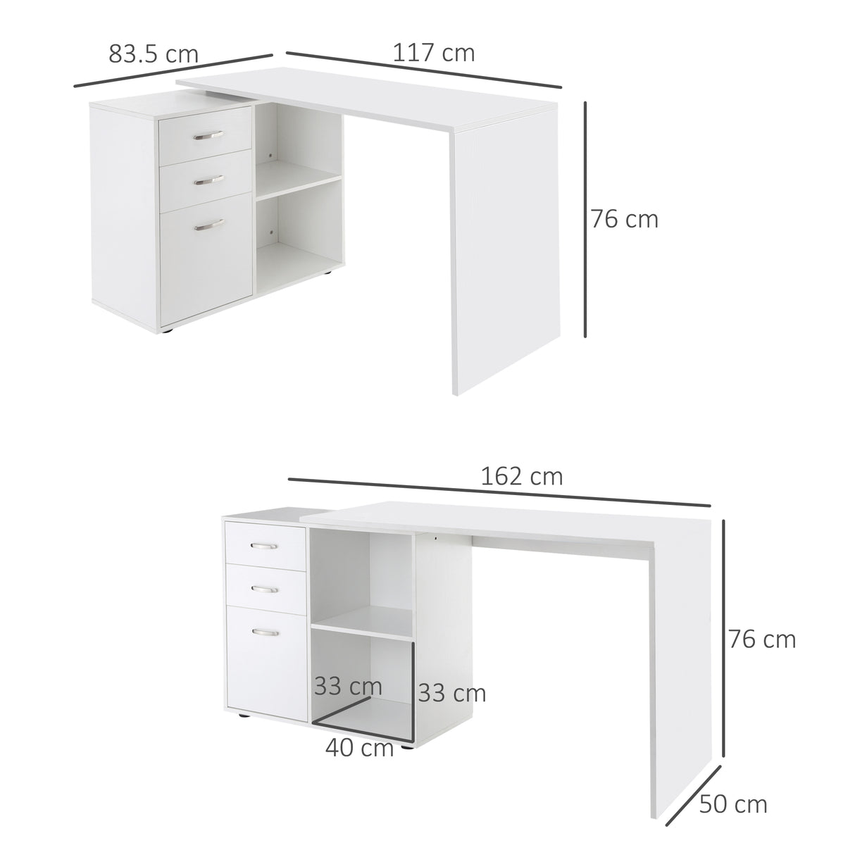 easycomfort easycomfort scrivania angolare per computer da ufficio con cassettiera 11783 576cm bianco ean 8054111848404