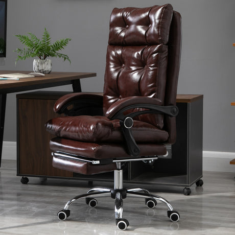 easycomfort easycomfort poltrona ufficio presidenziale similpelle marrone stile chesterfield schienale reclinabile 135 e poggiapiedi ean 8054144132730