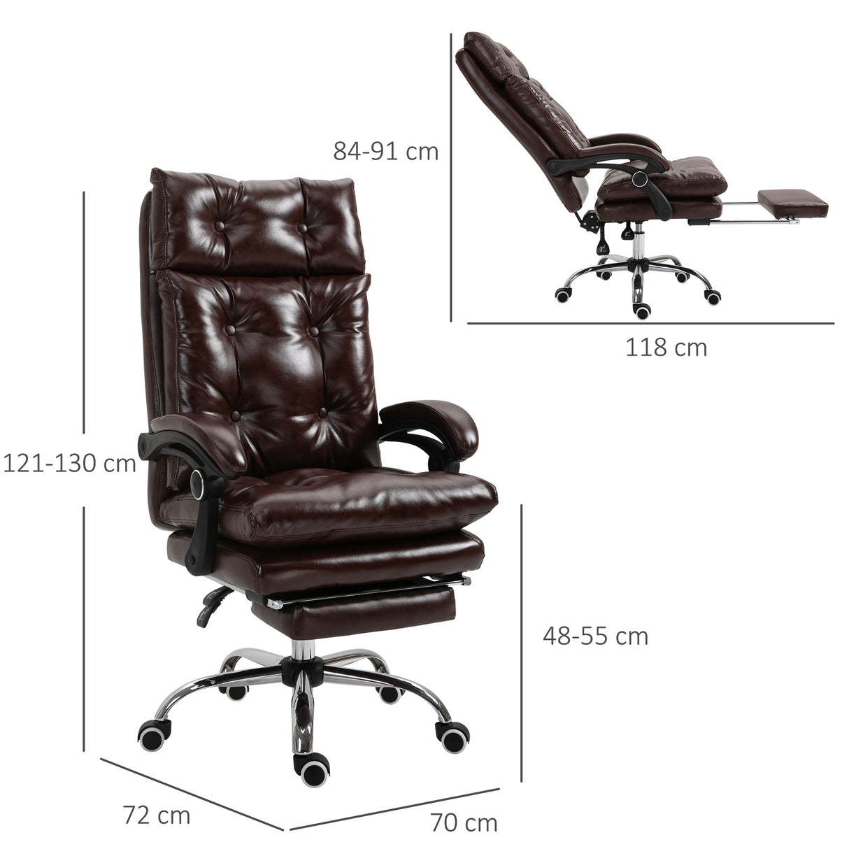 easycomfort easycomfort poltrona ufficio presidenziale similpelle marrone stile chesterfield schienale reclinabile 135 e poggiapiedi ean 8054144132730