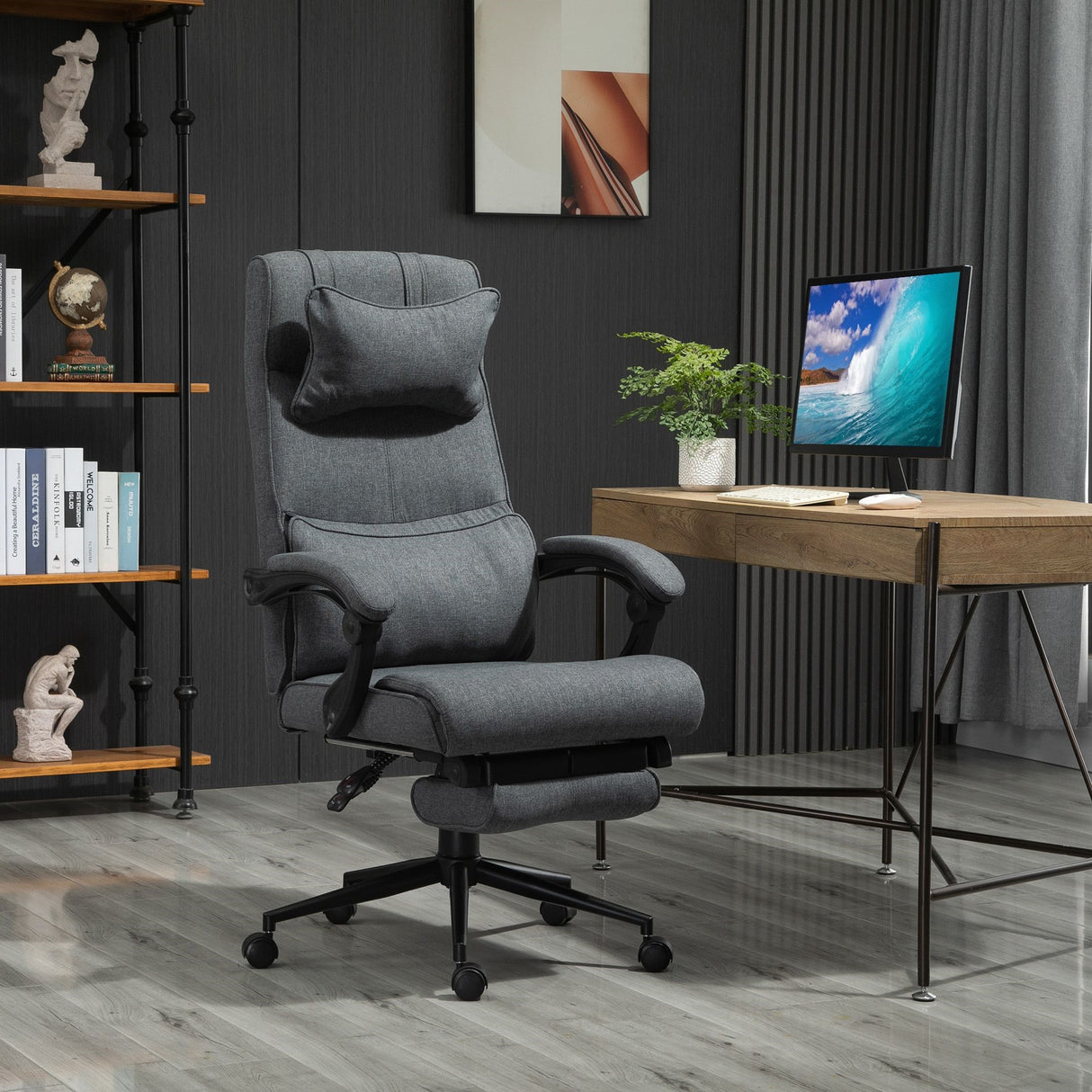 easycomfort easycomfort sedia da ufficio ergonomica ad altezza regolabile con braccioli e poggiapiedi 66x70x115 123 cm grigia