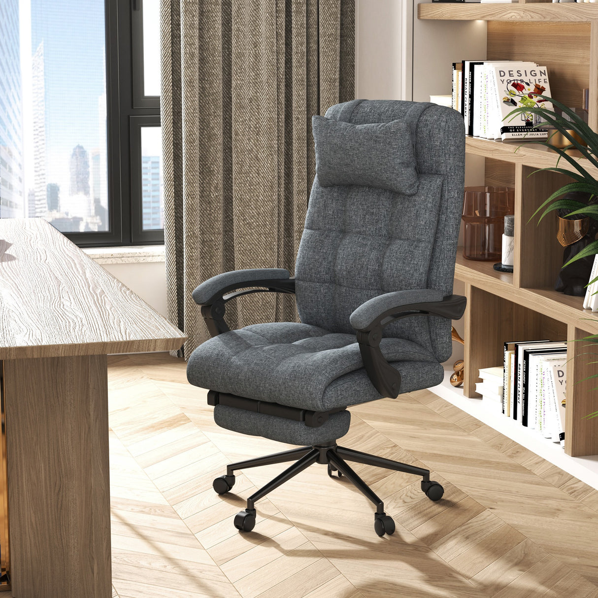 easycomfort easycomfort sedia da ufficio ergonomica reclinabile sedia direzionale con schiena alta poltrona ufficio con poggiatesta e poggiapiedi estraibile 66x70x116 124cm grigio