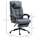 easycomfort easycomfort sedia da ufficio ergonomica reclinabile sedia direzionale con schiena alta poltrona ufficio con poggiatesta e poggiapiedi estraibile 66x70x116 124cm grigio