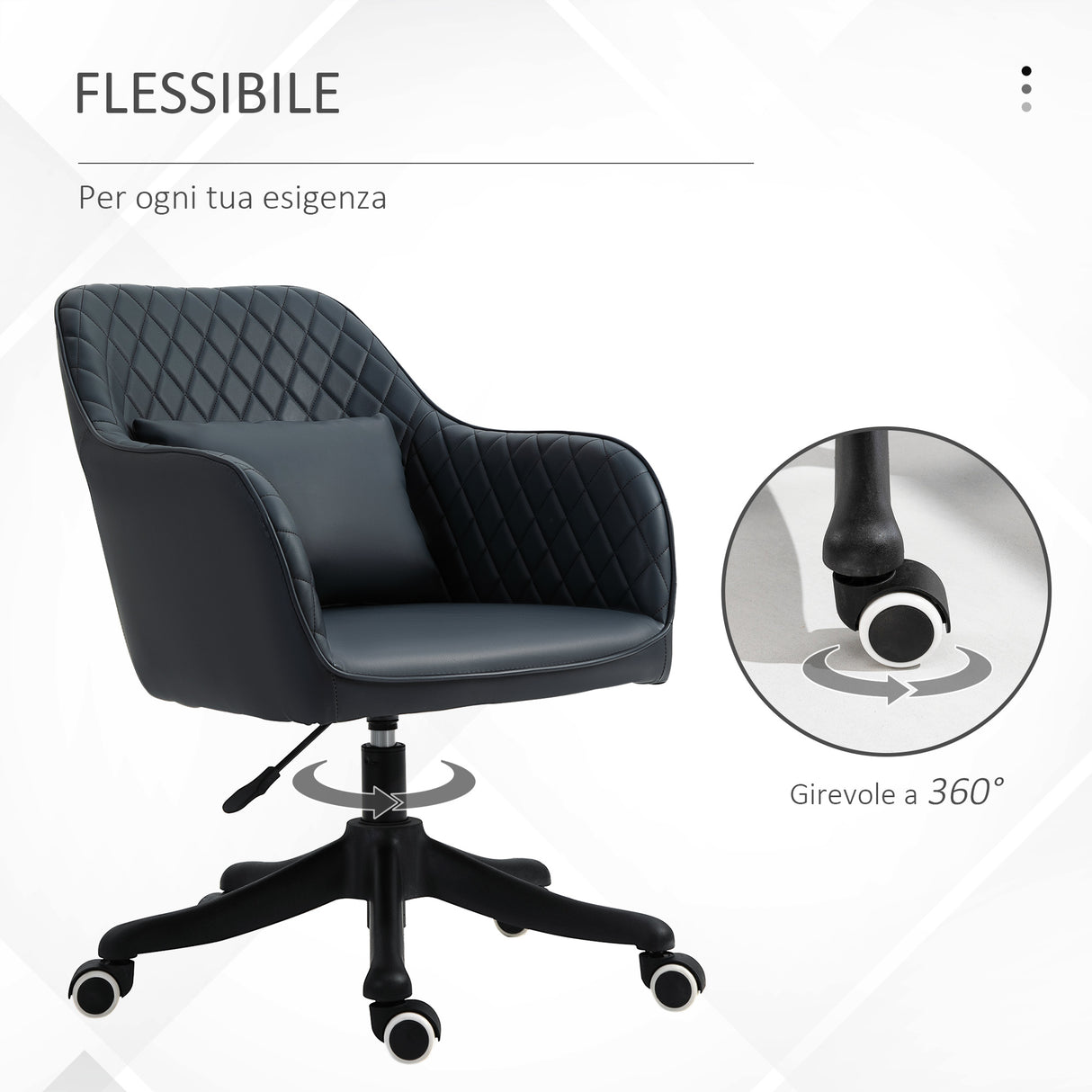 easycomfort easycomfort sedia ufficio ergonomica e regolabile in similpelle grigio scuro con 2 punti cuscino lombare massaggiante 57x70x78 86cm ean 8054144137742