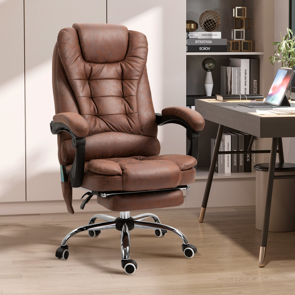 easycomfort easycomfort poltrona da ufficio massaggiante con riscaldamento reclinazione e altezza regolabile marrone