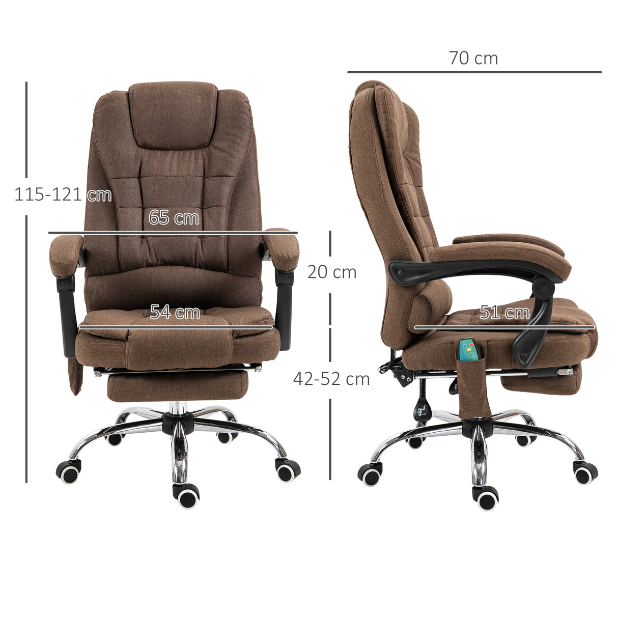 easycomfort easycomfort poltrona da ufficio massaggiante con riscaldamento reclinazione e altezza regolabile marrone