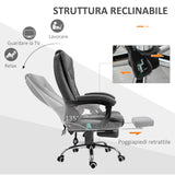 easycomfort easycomfort poltrona da ufficio massaggiante e reclinabile con riscaldamento e altezza regolabile grigio
