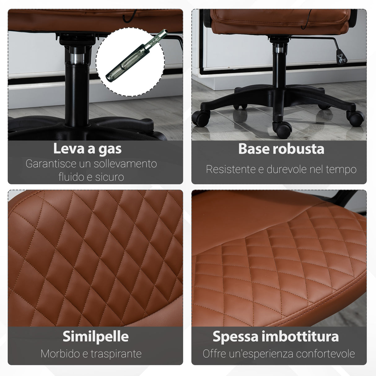 easycomfort easycomfort sedia da ufficio a dondolo con 2 punti massaggianti e porta usb poltrona da ufficio in finta pelle marrone con altezza regolabile 59x63x92 101cm ean 8054144136585