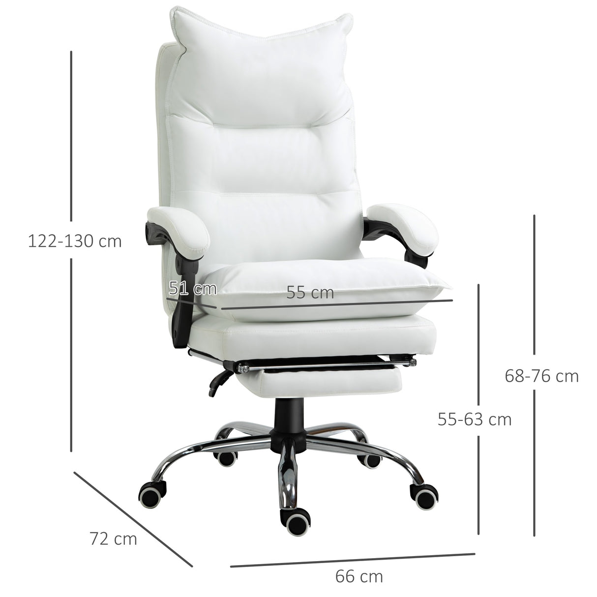 easycomfort easycomfort poltrona da ufficio in finta pelle bianca altezza regolabile con schienale reclinabile 155 e poggiapiedi ean 8054144139494