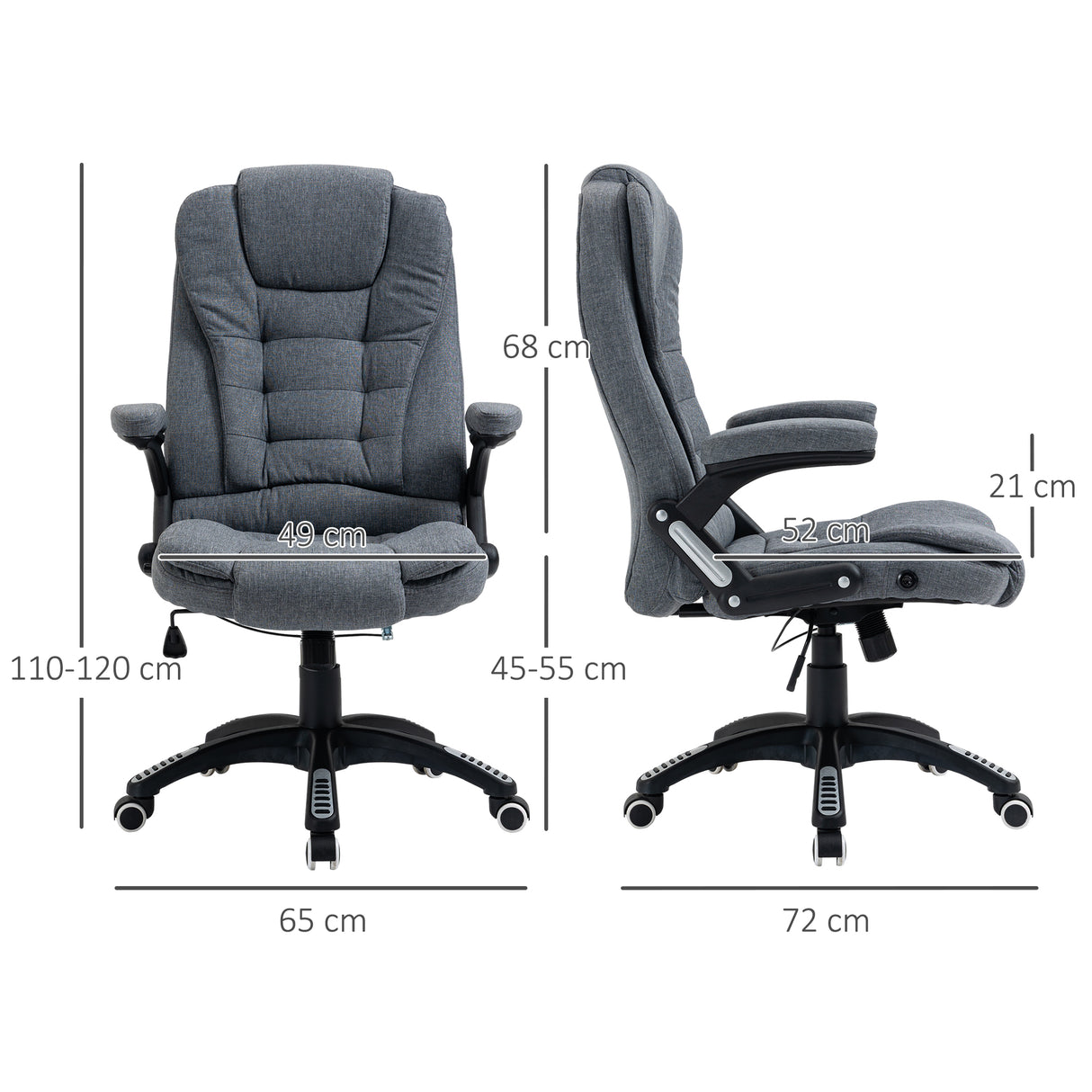 easycomfort easycomfort sedia da ufficio ergonomica reclinabile altezza regolabile e dondolamento poltrona girevole con ruote 65x72x110 120cm grigio