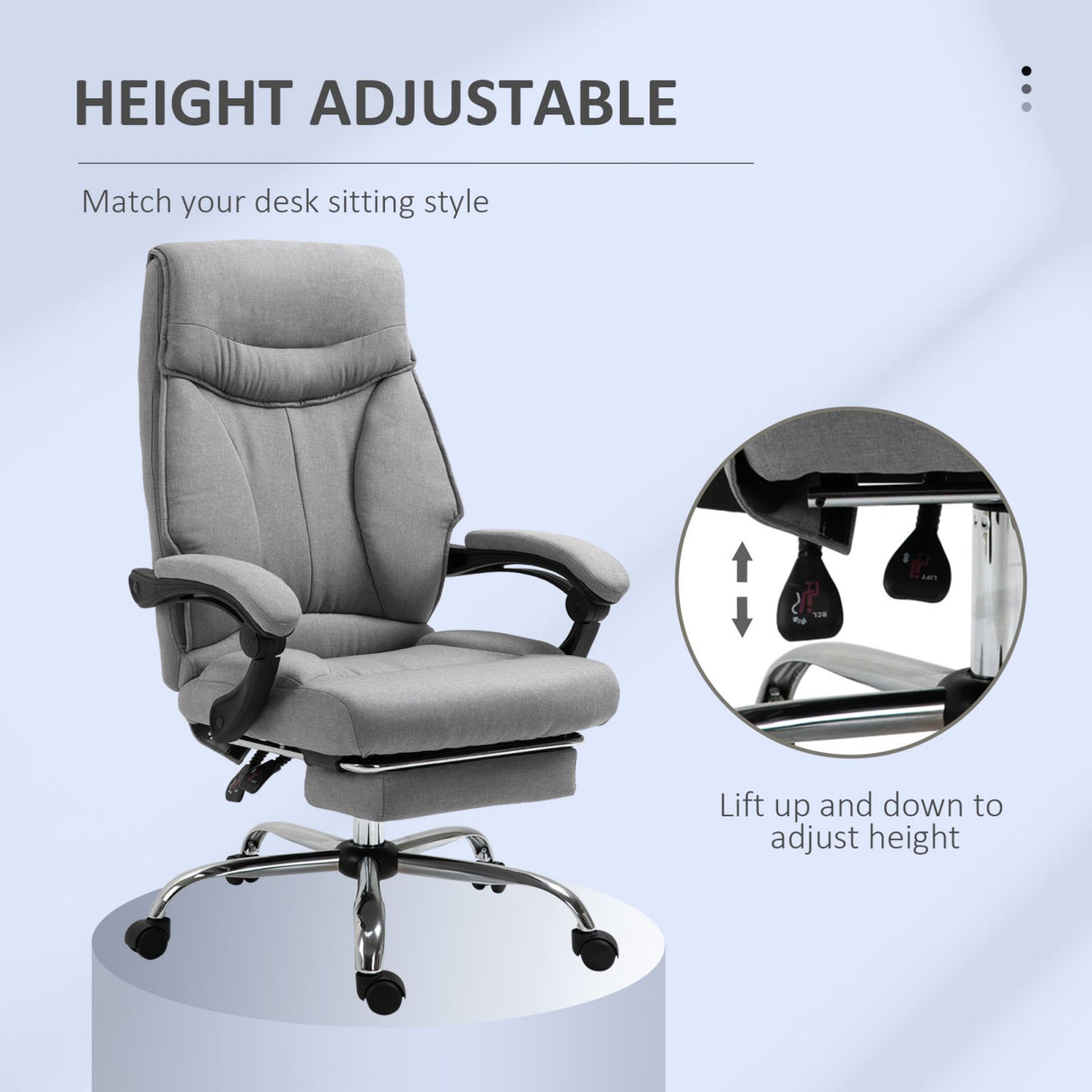 easycomfort easycomfort sedia da ufficio ergonomica girevole sedia da scrivania con rotelle poggiapiedi retrattile e reclinabile 135 altezza regolabile grigio