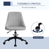 easycomfort easycomfort sedia da ufficio in velluto grigio con altezza regolabile sedia ergonomica girevole a 360 e ruote 50x58x77 87cm