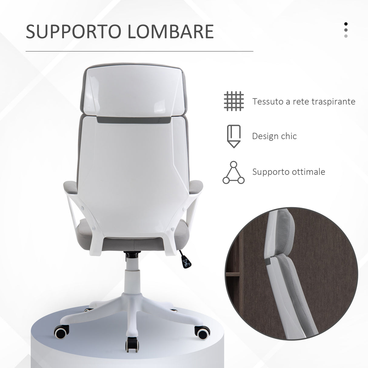 easycomfort easycomfort sedia da ufficio girevole con poggiatesta poltrona con altezza regolabile e funzione dondolo 63x65x112 120cm grigio chiaro